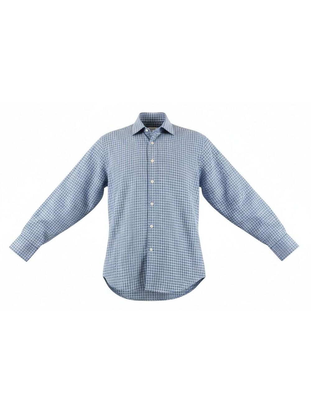Peter Millar Crown Shirt Large Navy Check Cotton Blend LS Button Down Classic